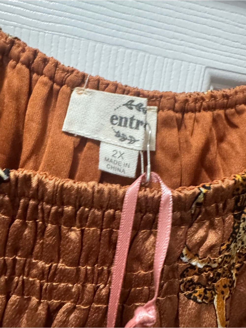 entro Rust Brown Animal Print Puff Sleeve Midi Dress - Picture 4 of 9